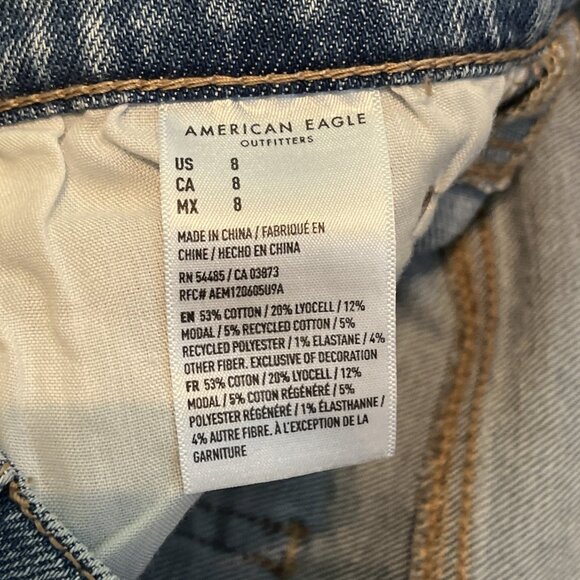 American Eagle Highest Rise 90s Boyfriend Short SZ 8 Cut Off Stretch Denim Blue - Picture 8 of 13